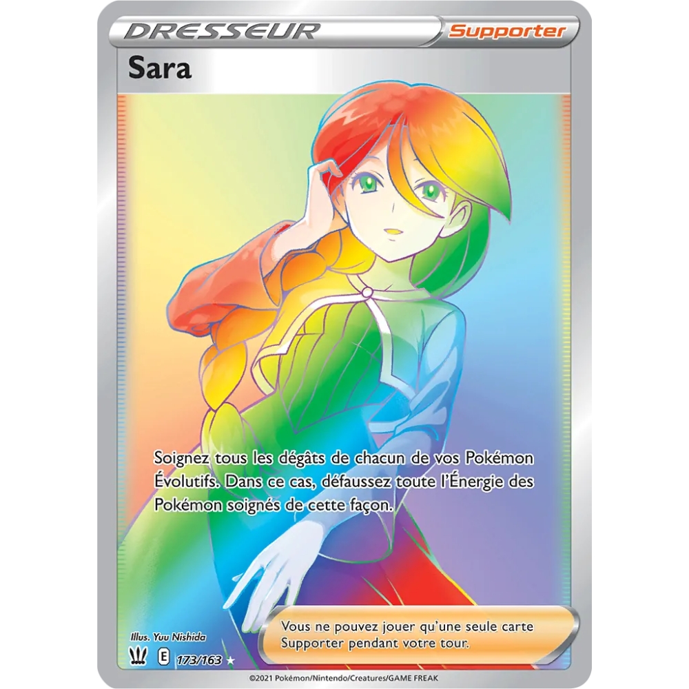 Carte Sara - Arc-en-ciel rare de Pokémon Épée et Bouclier Styles de Combat 173/163