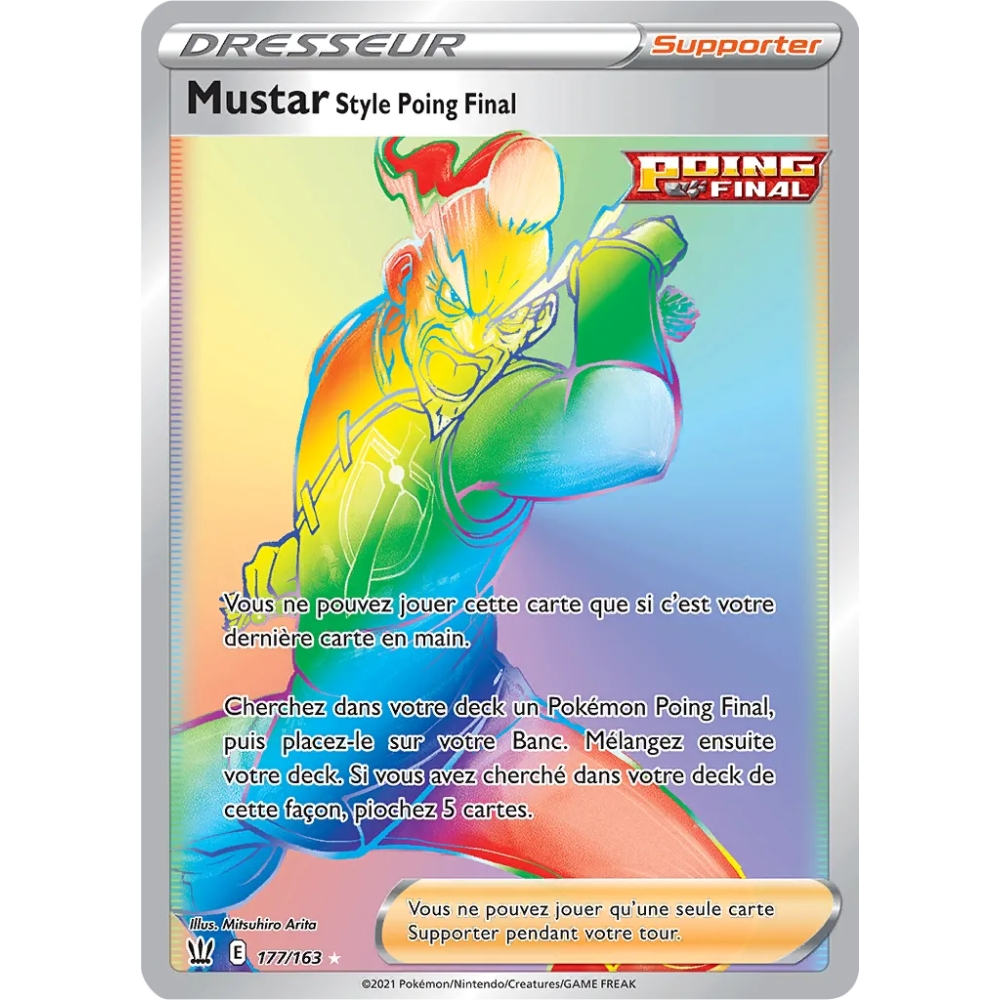 Mustar Style Poing Final 177/163 : Joyau Arc-en-ciel rare de l'extension Pokémon Épée et Bouclier Styles de Combat