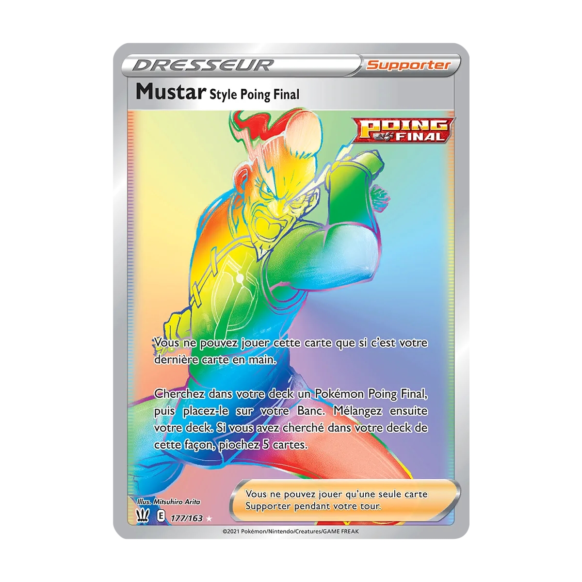 Mustar Style Poing Final 177/163 : Joyau Arc-en-ciel rare de l'extension Pokémon Épée et Bouclier Styles de Combat