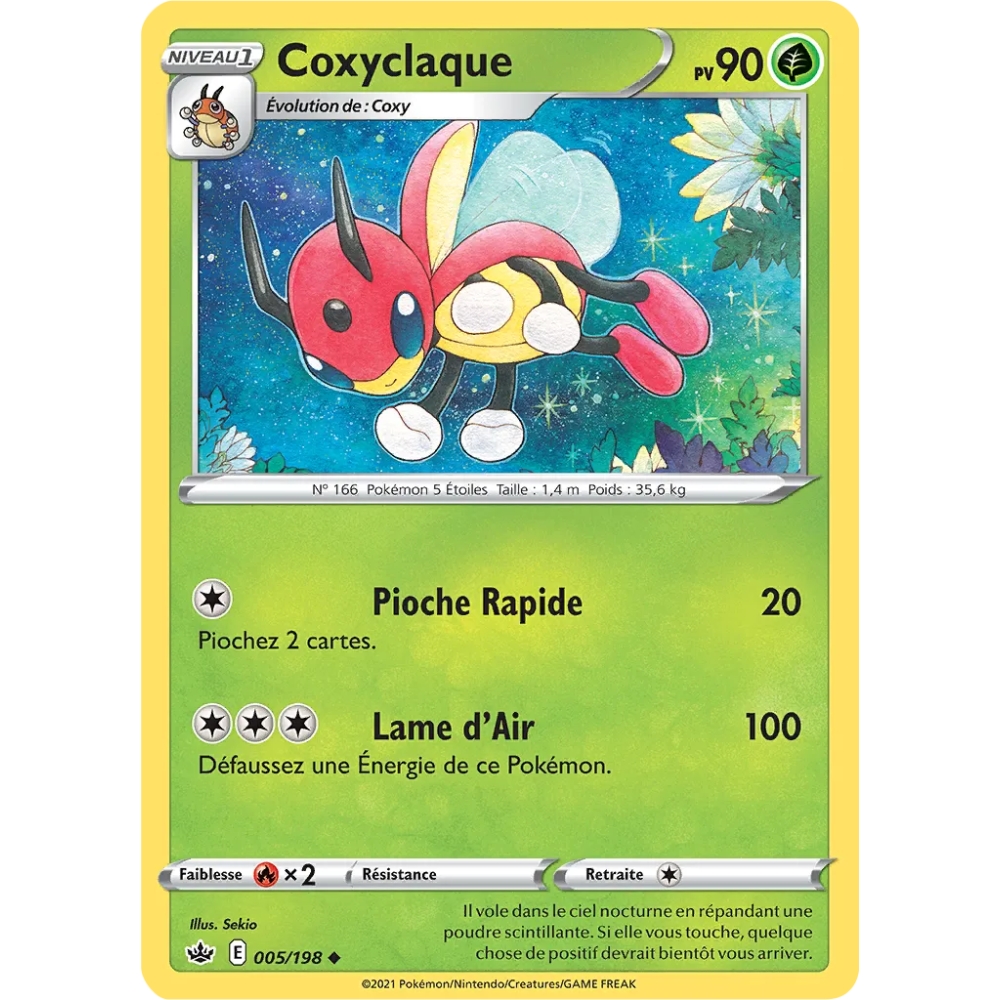 Carte Coxyclaque - Peu commune (Brillante) de Pokémon Épée et Bouclier Règne de Glace 005/198