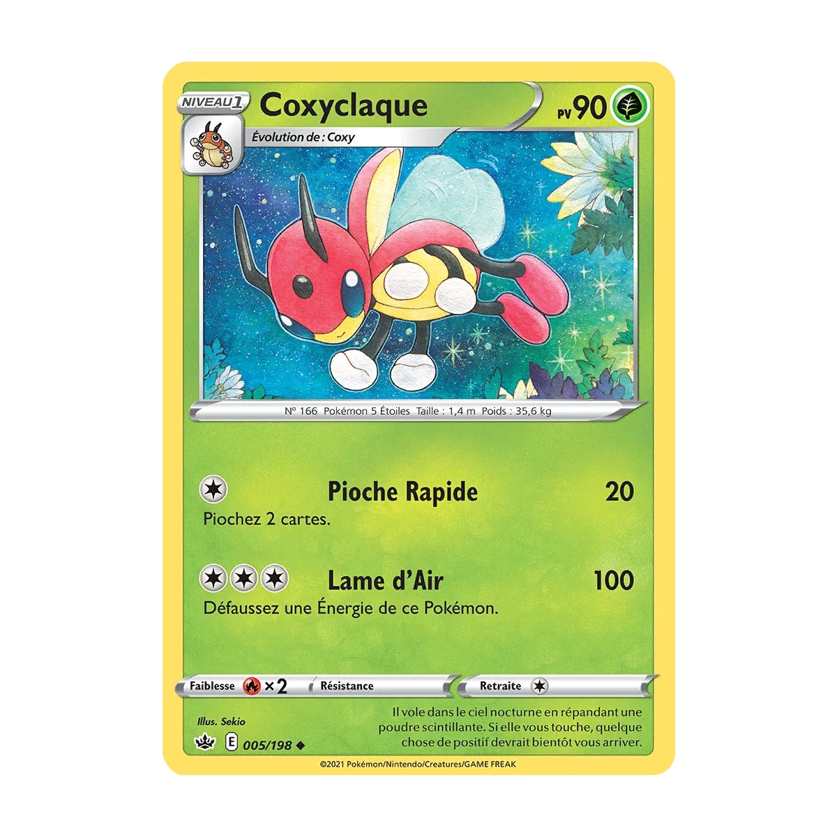 Carte Coxyclaque - Peu commune (Brillante) de Pokémon Épée et Bouclier Règne de Glace 005/198