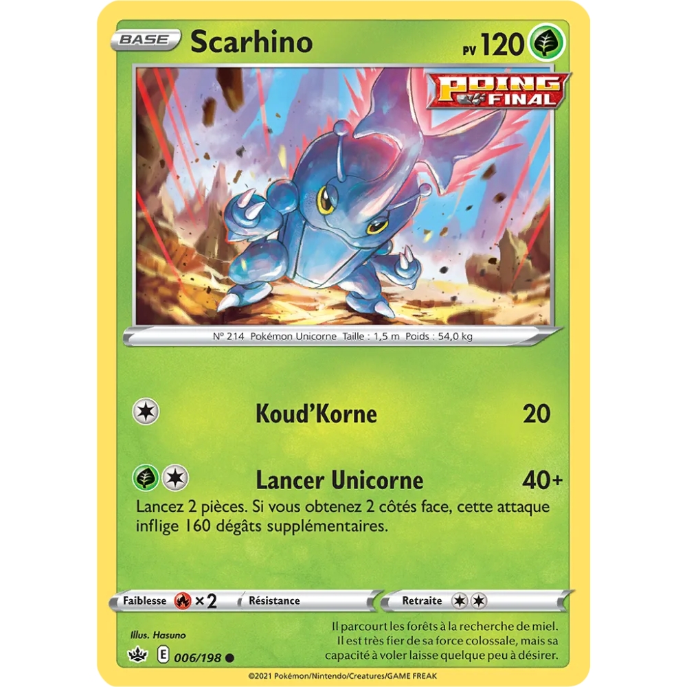 Carte Scarhino - Commune (Brillante) de Pokémon Épée et Bouclier Règne de Glace 006/198