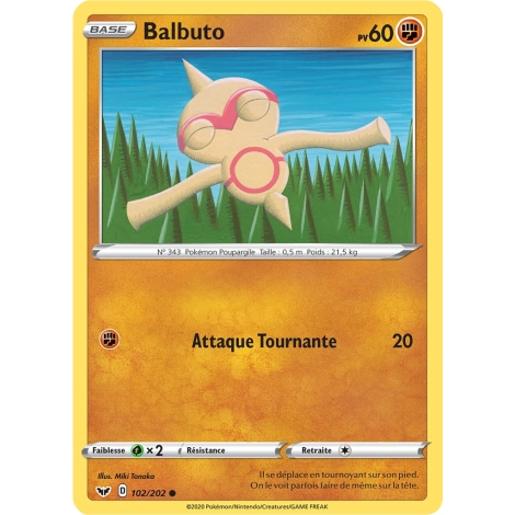 Carte Balbuto - Commune (Brillante) de Pokémon Épée et Bouclier 102/202