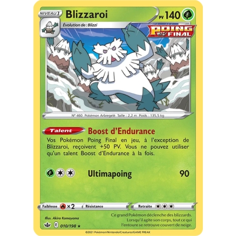 Découvrez Blizzaroi, carte Rare (Brillante) de la série Épée et Bouclier Règne de Glace