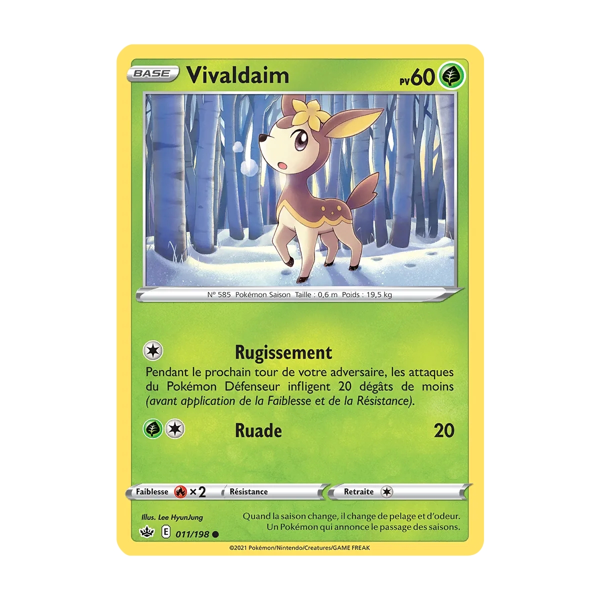 Carte Vivaldaim - Commune (Brillante) de Pokémon Épée et Bouclier Règne de Glace 011/198