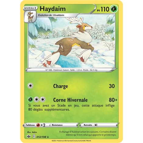 Haydaim 012/198 : Joyau Rare (Brillante) de l'extension Pokémon Épée et Bouclier Règne de Glace