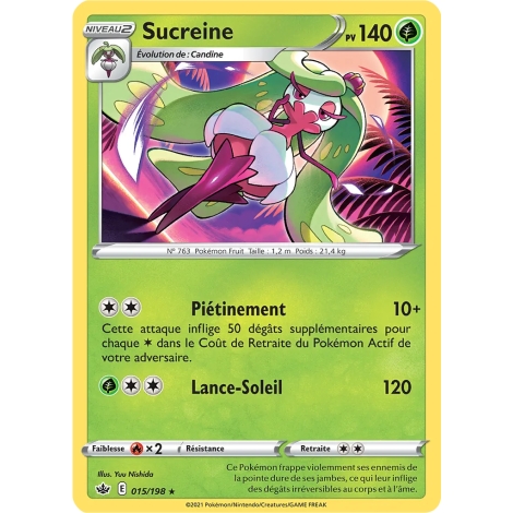 Sucreine 015/198 : Joyau Rare (Brillante) de l'extension Pokémon Épée et Bouclier Règne de Glace