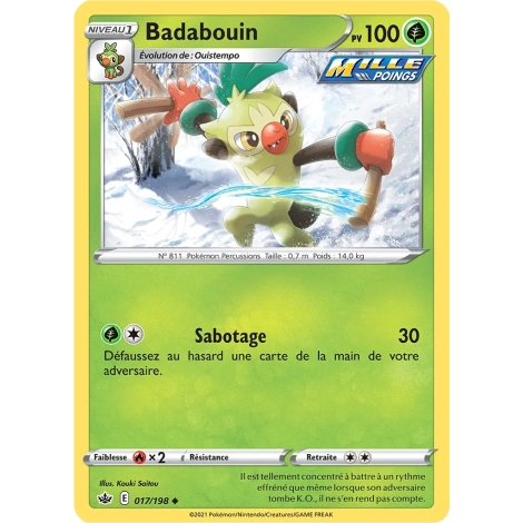 Carte Badabouin - Peu commune (Brillante) de Pokémon Épée et Bouclier Règne de Glace 017/198