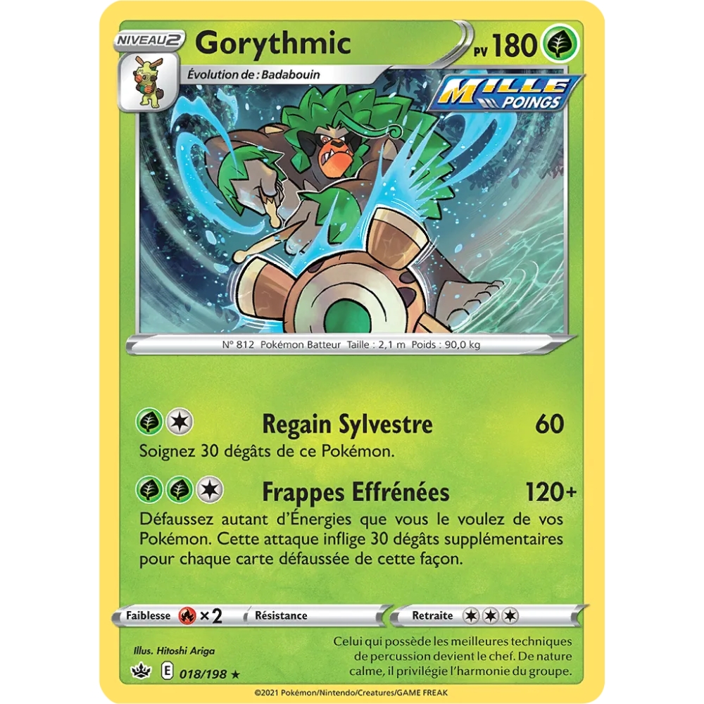 Gorythmic rare de Pokémon Épée et Bouclier Règne de Glace 018/198