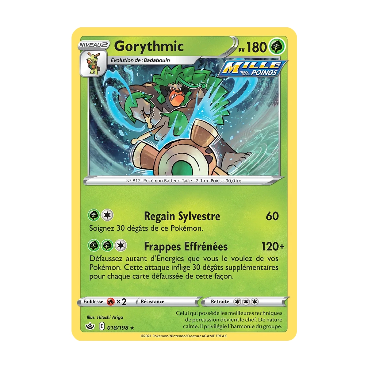 Gorythmic rare de Pokémon Épée et Bouclier Règne de Glace 018/198