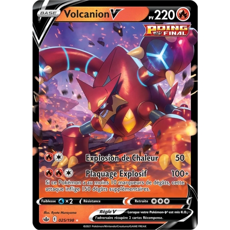 Volcanion 025/198 : Joyau Holographique rare V de l'extension Pokémon Épée et Bouclier Règne de Glace