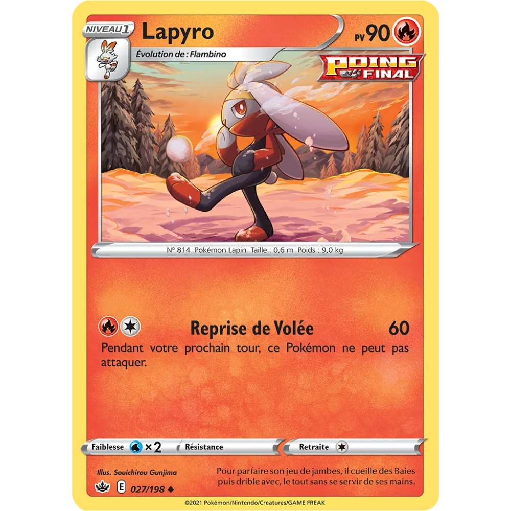 Lapyro 027/198 : Joyau Peu commune (Brillante) de l'extension Pokémon Épée et Bouclier Règne de Glace