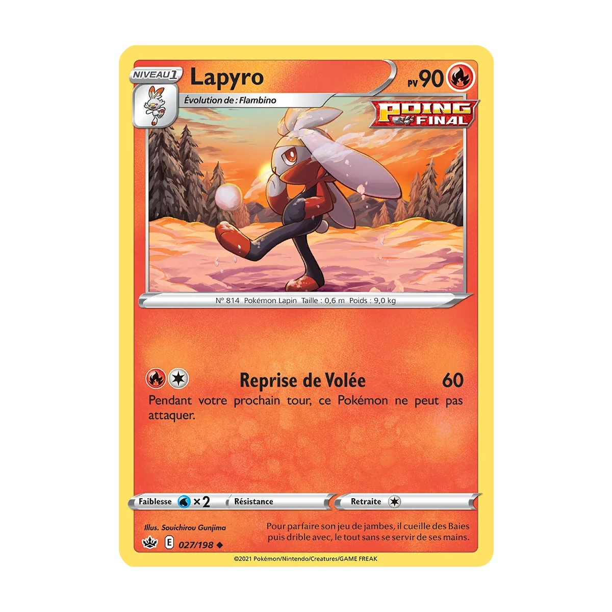 Lapyro 027/198 : Joyau Peu commune (Brillante) de l'extension Pokémon Épée et Bouclier Règne de Glace