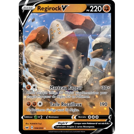 Regirock 104/202 : Joyau Holographique rare V de l'extension Pokémon Épée et Bouclier