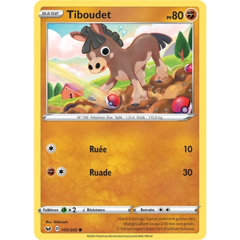 Carte Tiboudet - Commune (Brillante) de Pokémon Épée et Bouclier 105/202