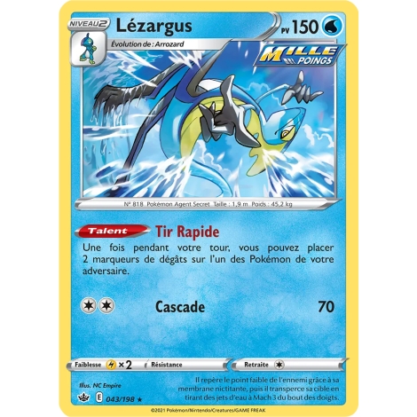 Carte Lézargus de Pokémon Épée et Bouclier Règne de Glace 043/198