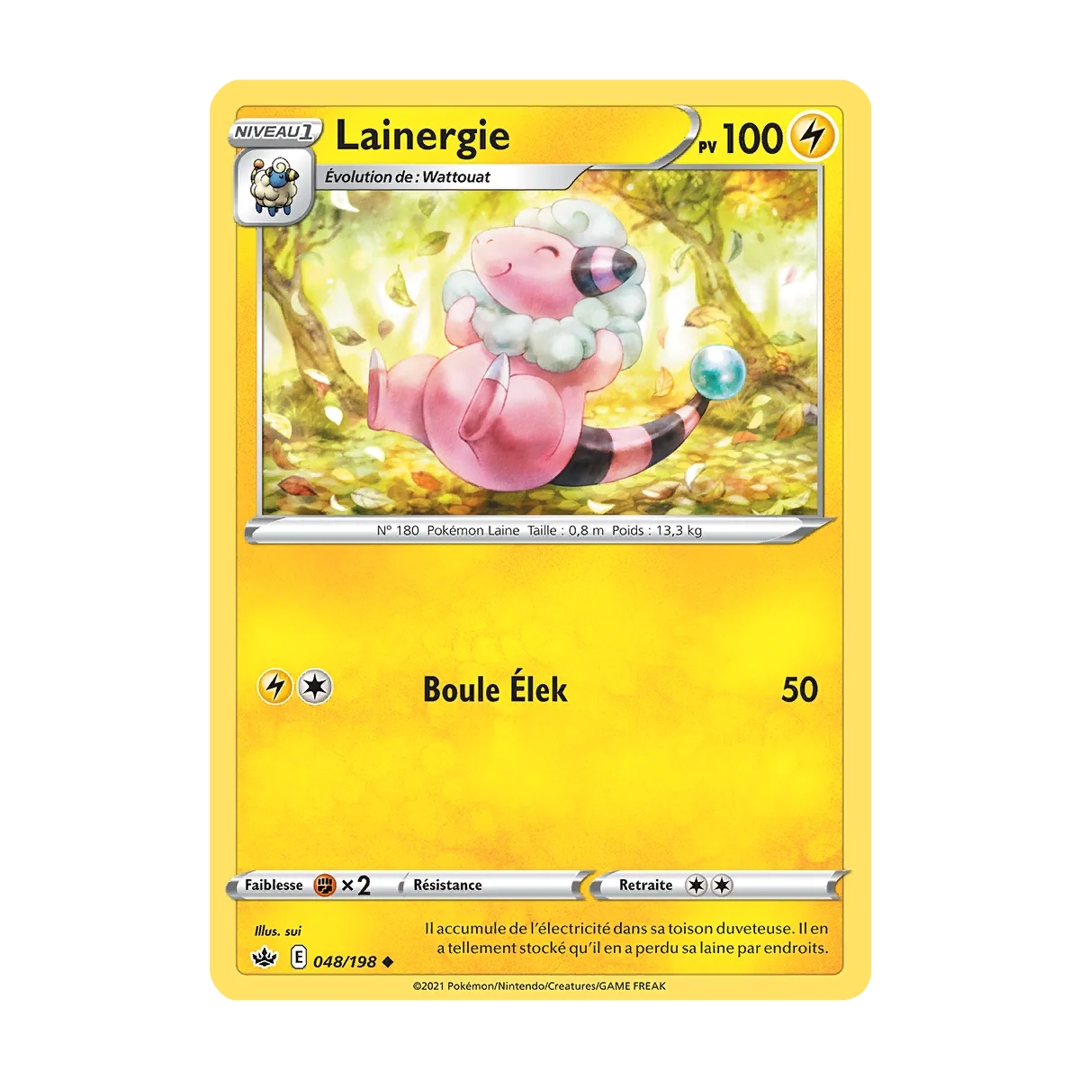 Lainergie 048/198 : Joyau Peu commune (Brillante) de l'extension Pokémon Épée et Bouclier Règne de Glace