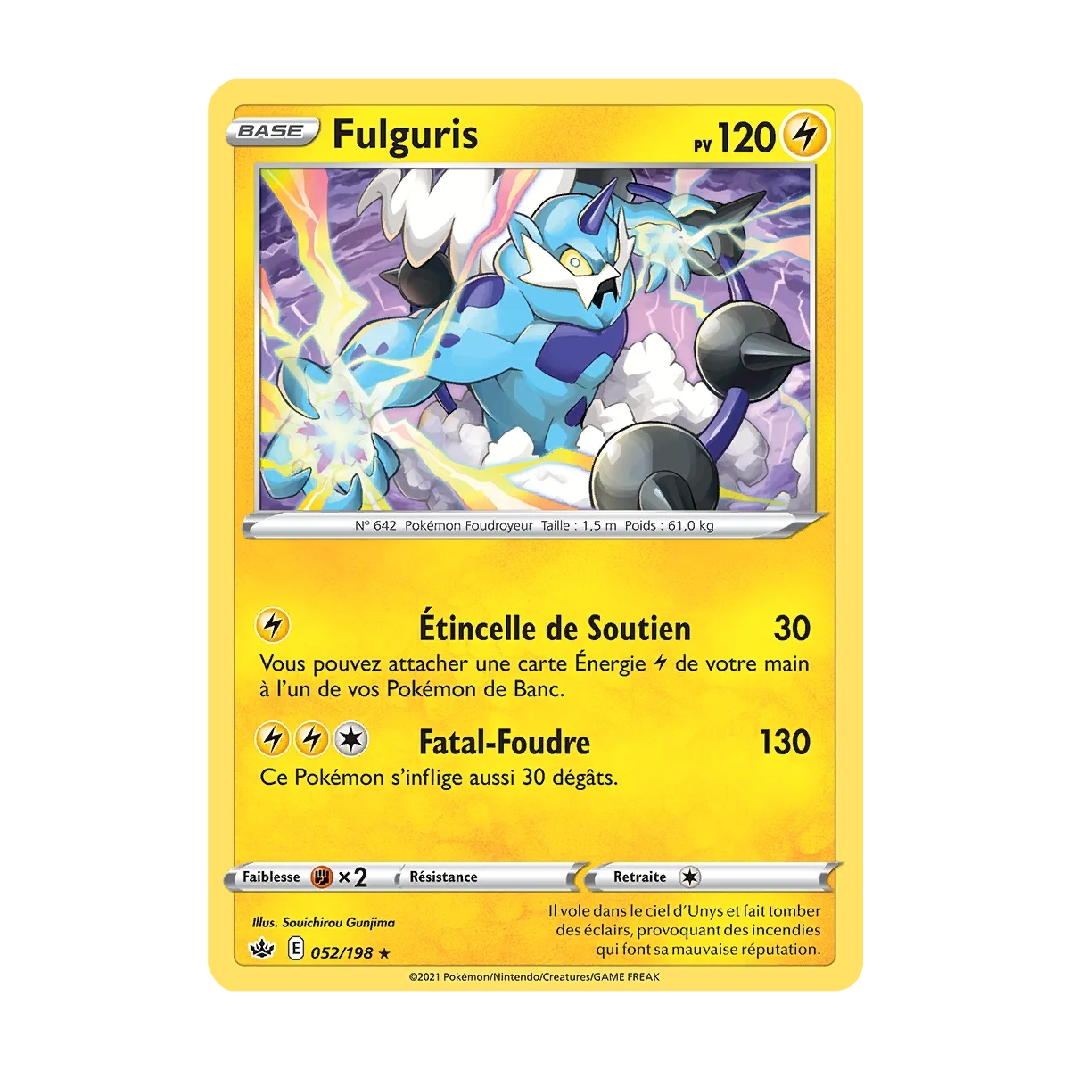 Fulguris 052/198 extension Pokémon Épée et Bouclier Règne de Glace