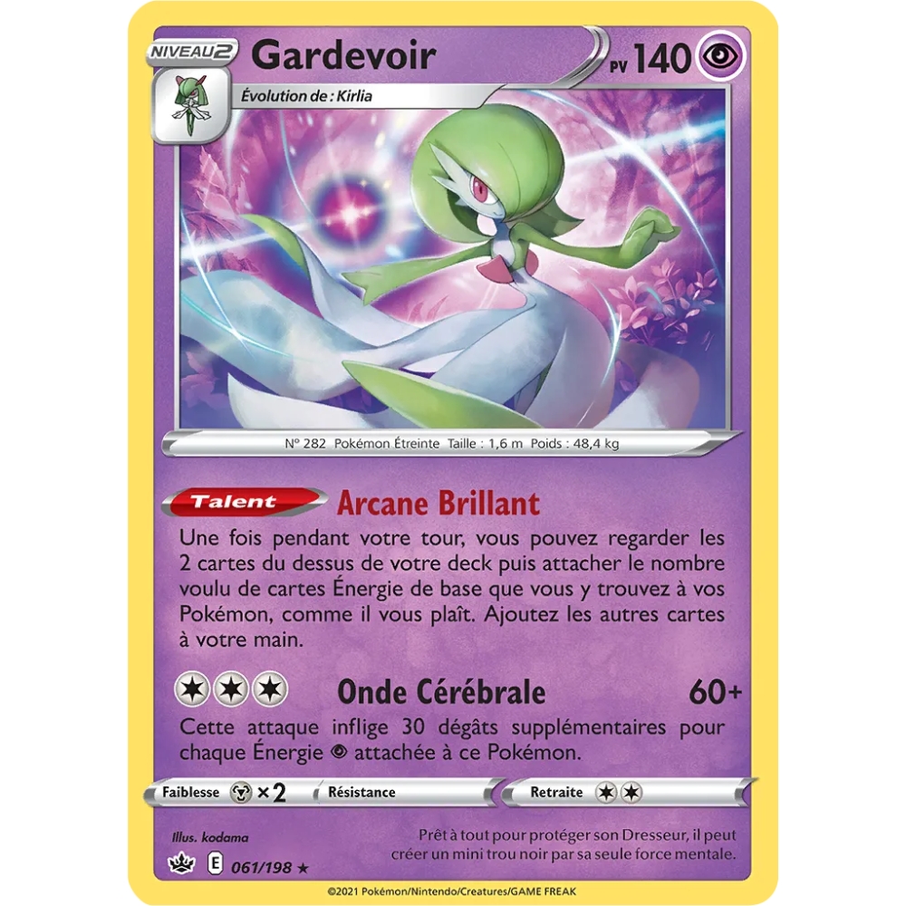 Gardevoir 061/198 : Joyau Holographique rare de l'extension Pokémon Épée et Bouclier Règne de Glace