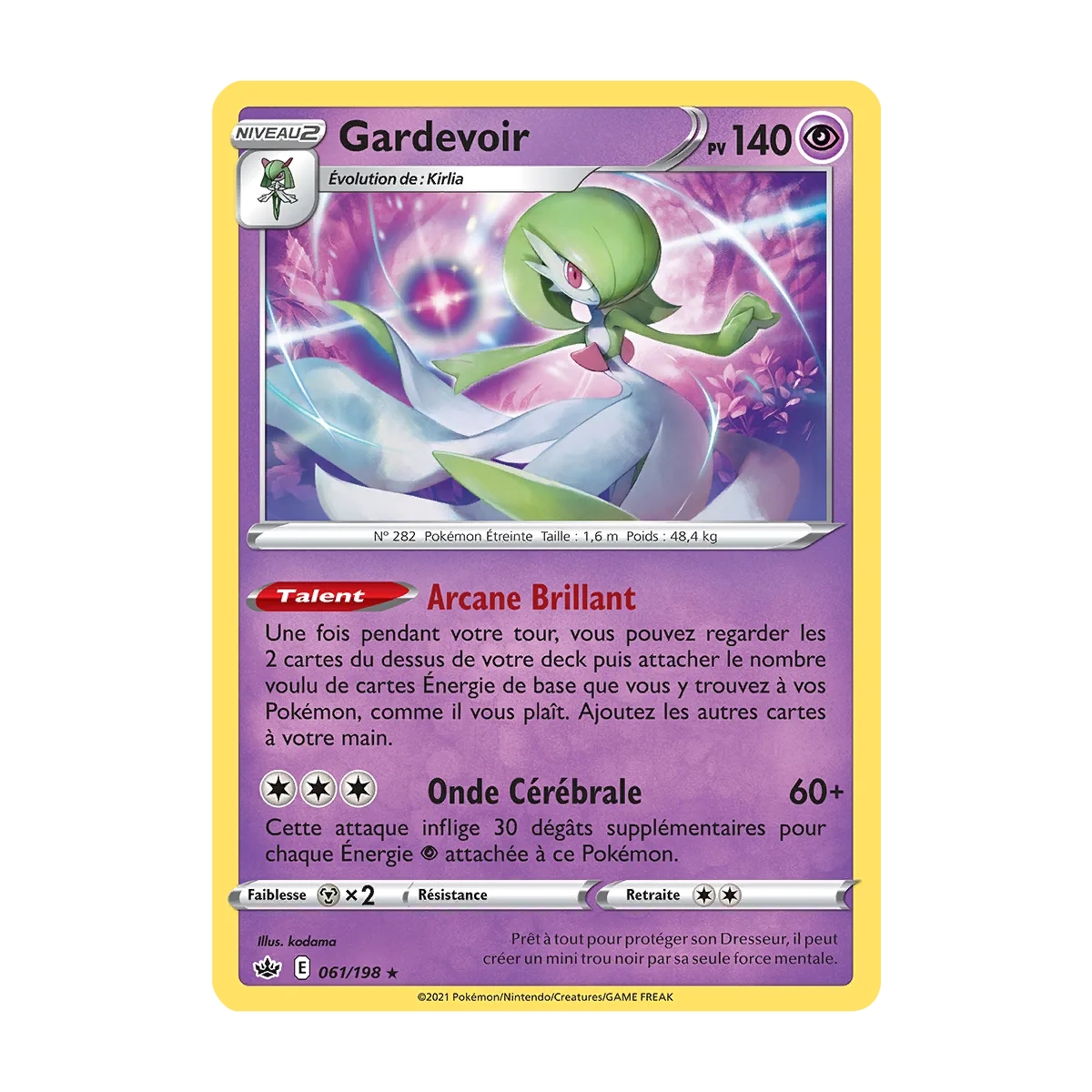 Gardevoir 061/198 : Joyau Holographique rare de l'extension Pokémon Épée et Bouclier Règne de Glace