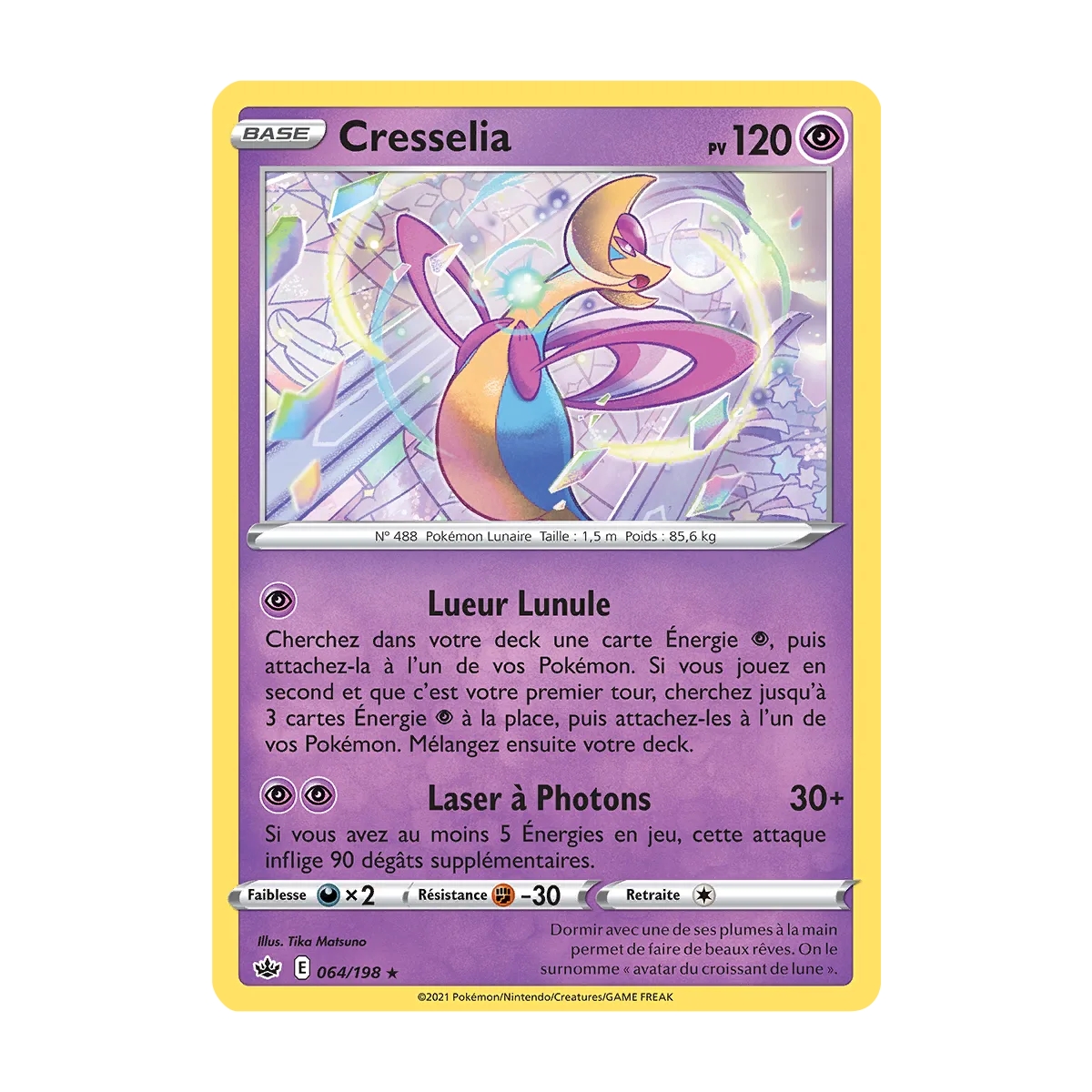 Cresselia rare de Pokémon Épée et Bouclier Règne de Glace 064/198