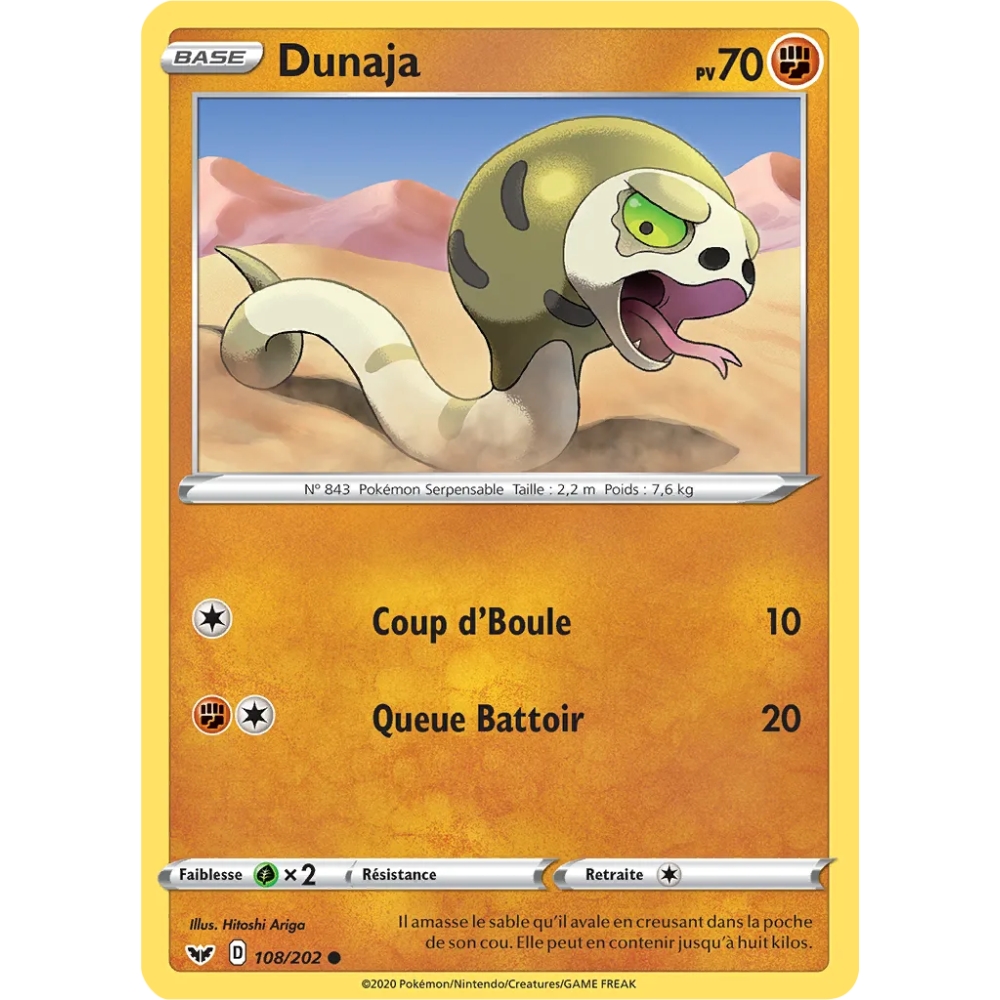 Carte Dunaja - Commune (Brillante) de Pokémon Épée et Bouclier 108/202