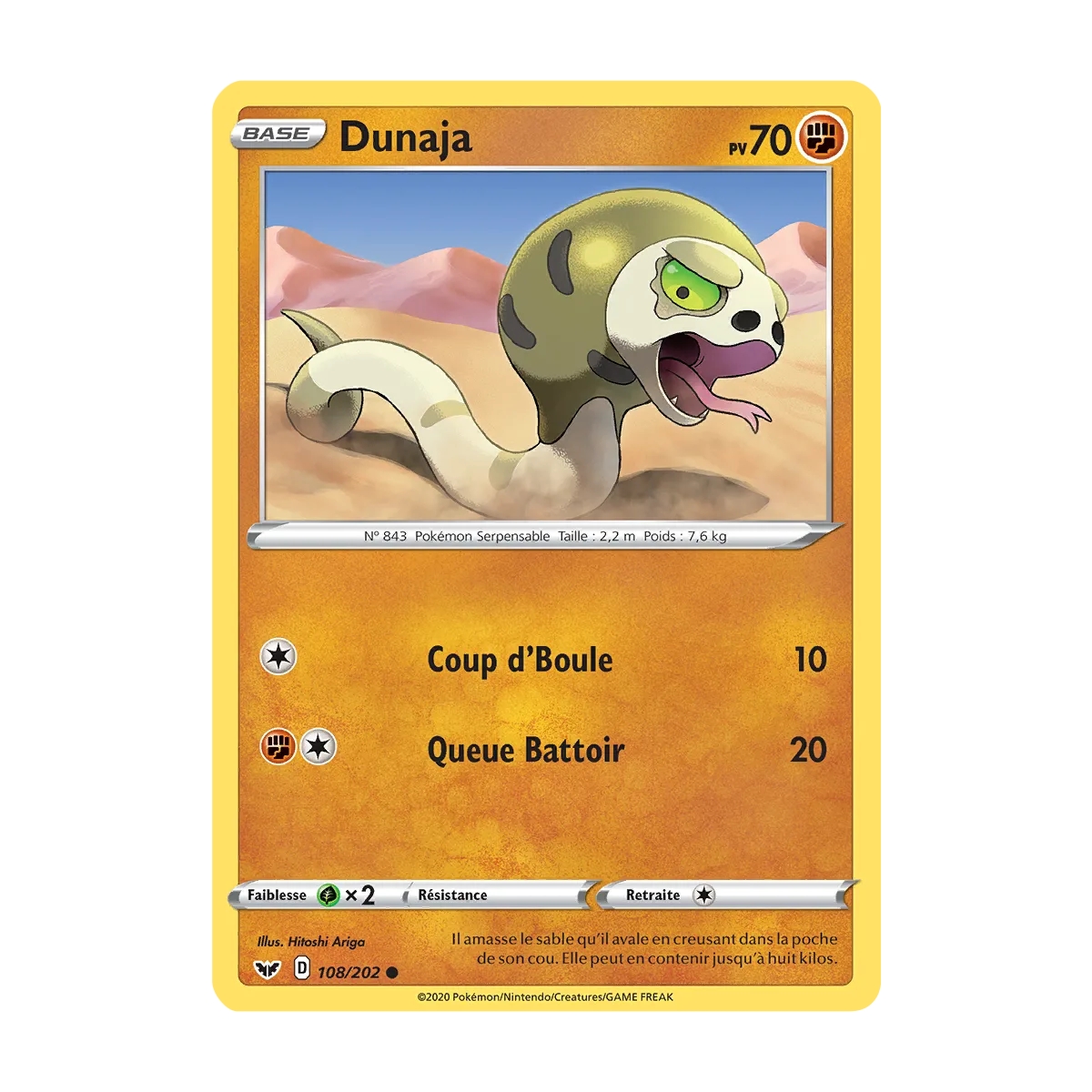 Carte Dunaja - Commune (Brillante) de Pokémon Épée et Bouclier 108/202