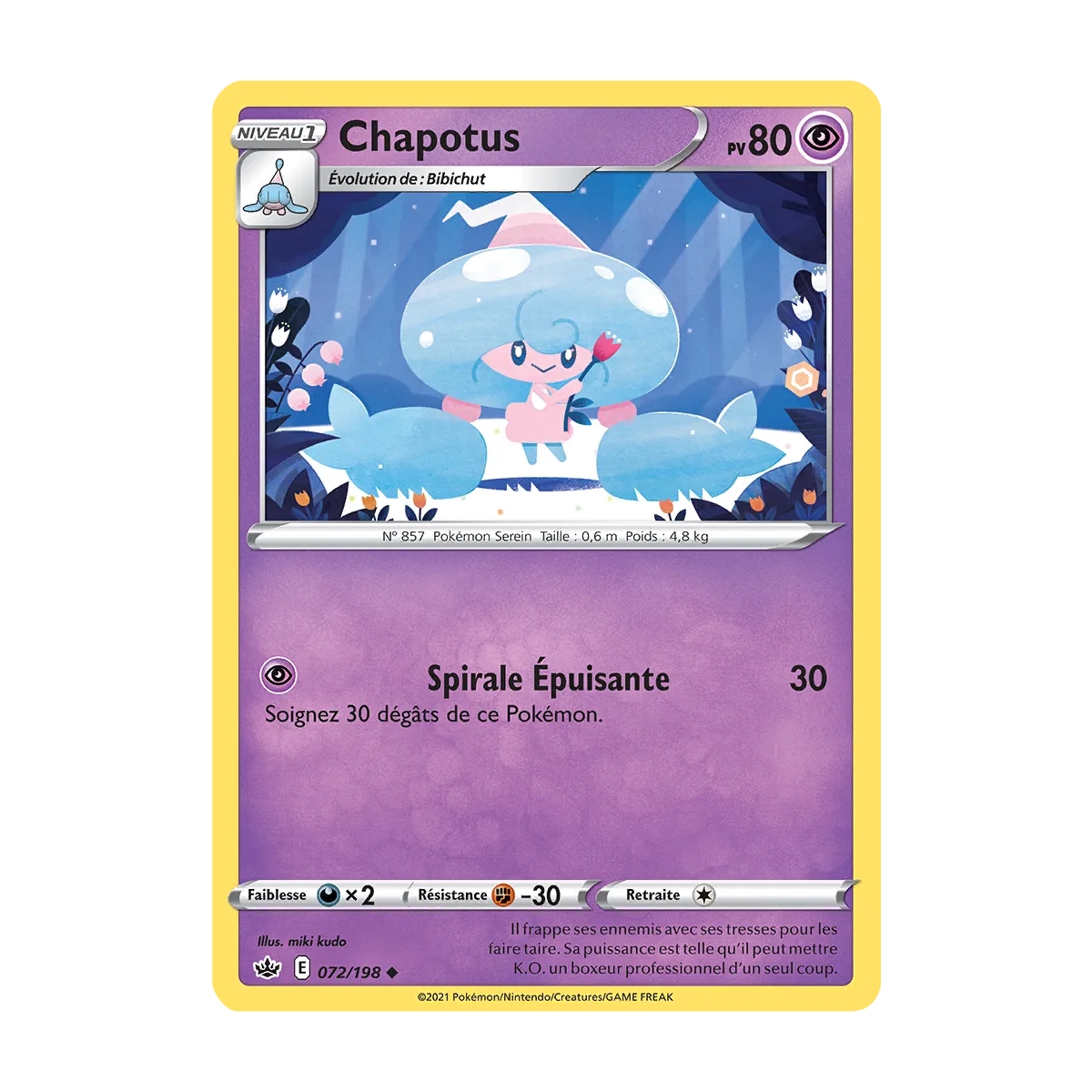 Chapotus 072/198 : Joyau Peu commune (Brillante) de l'extension Pokémon Épée et Bouclier Règne de Glace