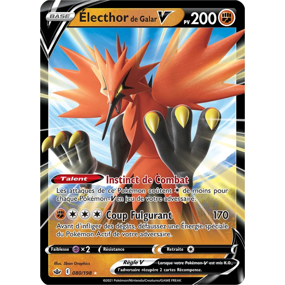 Électhor de Galar 080/198 V Pokémon Épée et Bouclier Règne de Glace