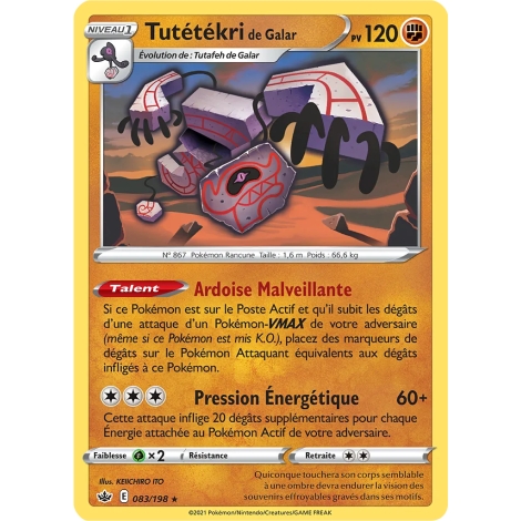 Tutétékri de Galar de Pokémon Épée et Bouclier Règne de Glace 083/198