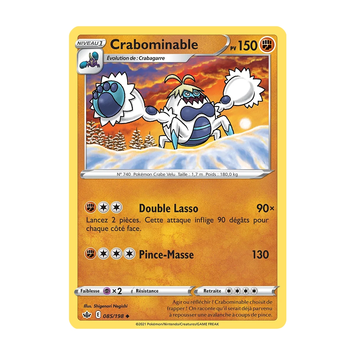 Crabominable 085/198 : Joyau Peu commune (Brillante) de l'extension Pokémon Épée et Bouclier Règne de Glace