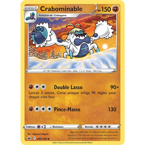 Crabominable 085/198 : Joyau Peu commune (Brillante) de l'extension Pokémon Épée et Bouclier Règne de Glace