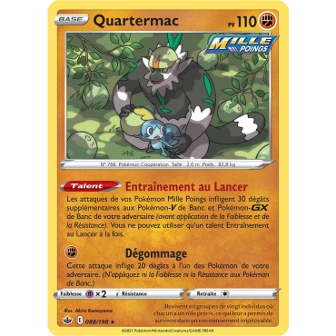 Carte Quartermac - Rare (Brillante) de Pokémon Épée et Bouclier Règne de Glace 088/198