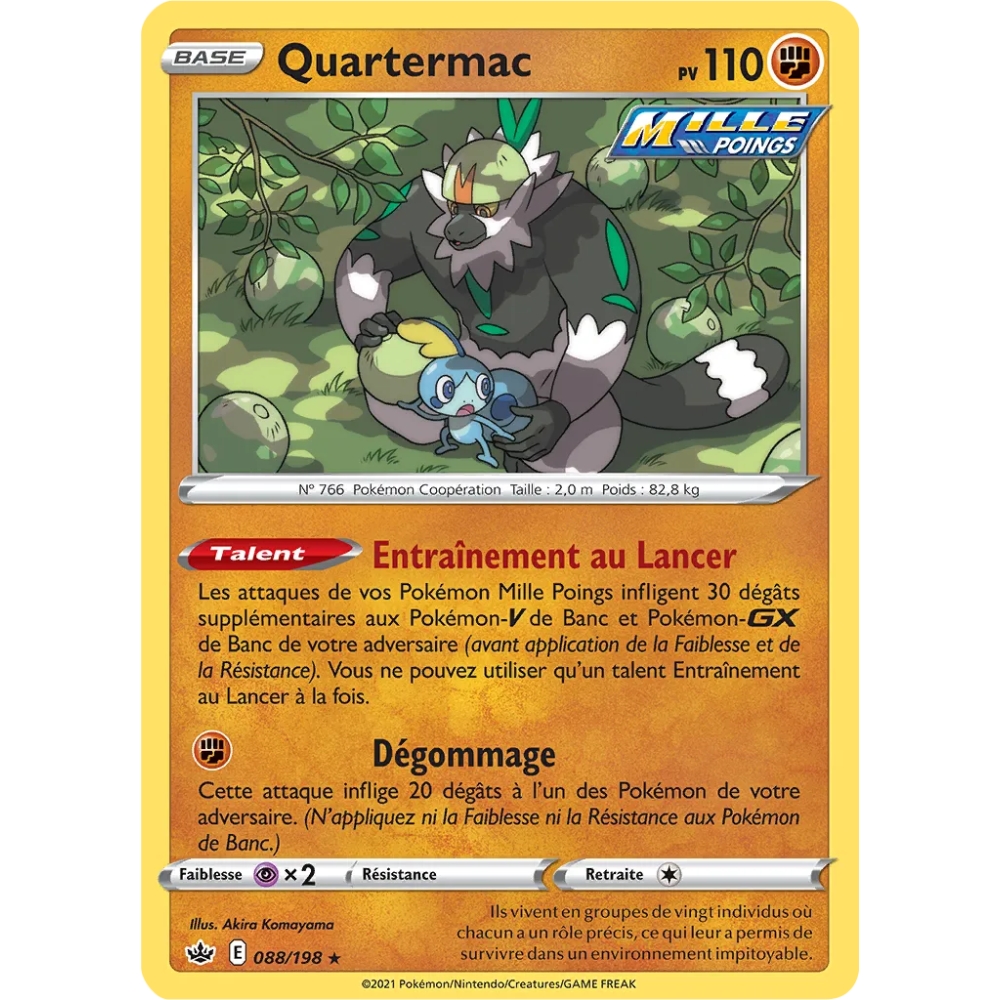 Carte Quartermac - Rare (Brillante) de Pokémon Épée et Bouclier Règne de Glace 088/198