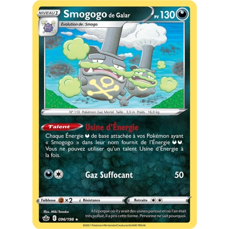 Smogogo de Galar 096/198 : Joyau Rare (Brillante) de l'extension Pokémon Épée et Bouclier Règne de Glace