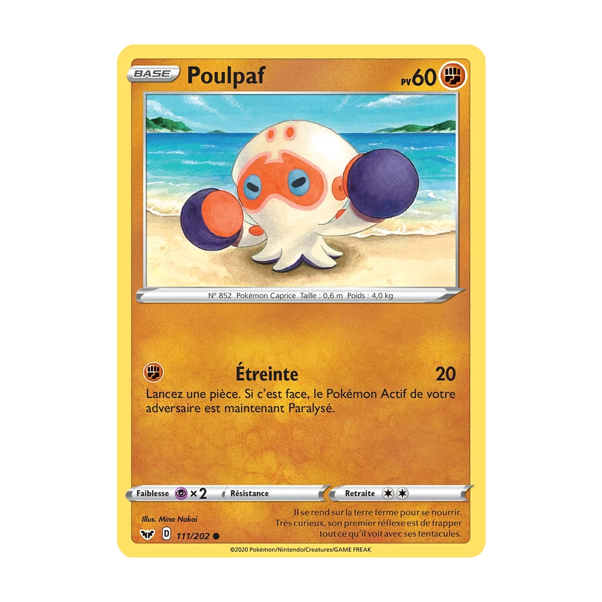 Carte Poulpaf - Commune (Brillante) de Pokémon Épée et Bouclier 111/202