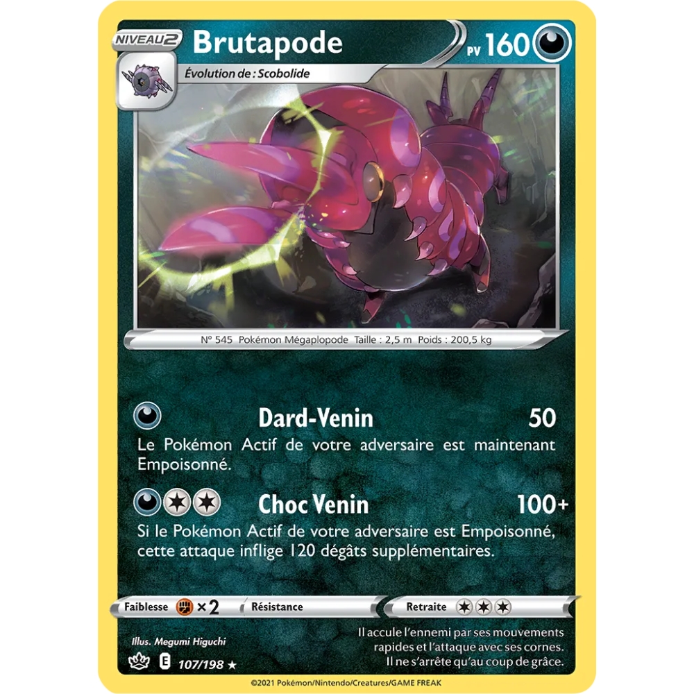 Brutapode 107/198 : Joyau Rare (Brillante) de l'extension Pokémon Épée et Bouclier Règne de Glace