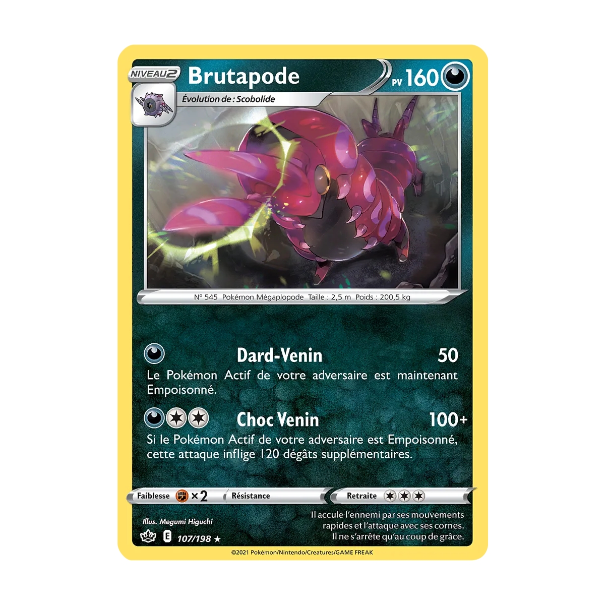 Brutapode 107/198 : Joyau Rare (Brillante) de l'extension Pokémon Épée et Bouclier Règne de Glace