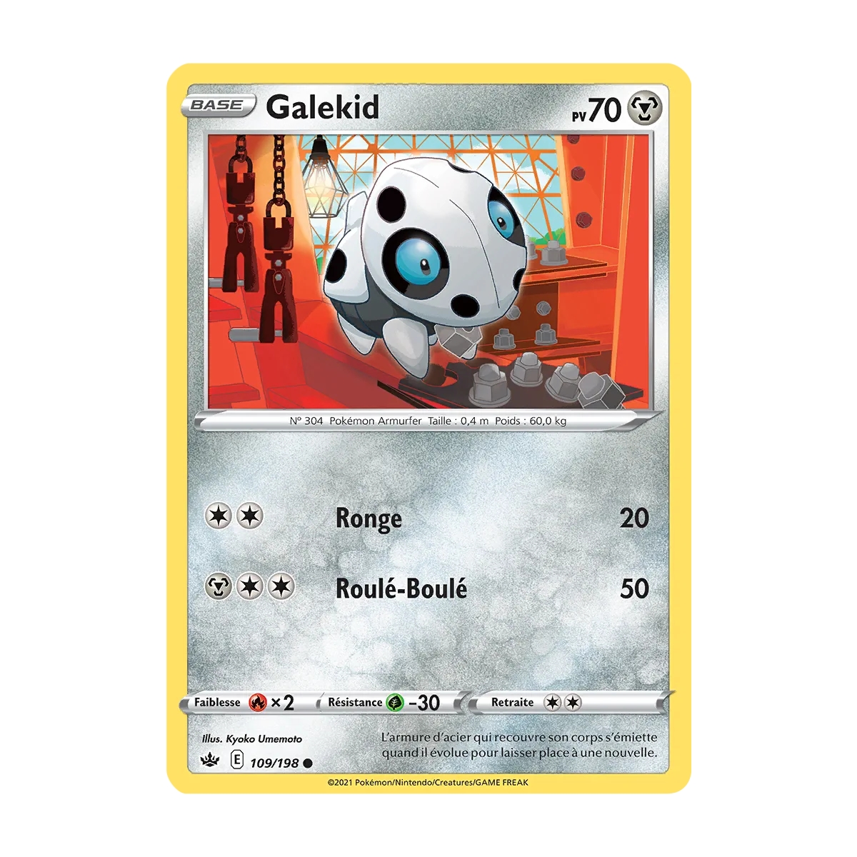 Galekid 109/198 : Joyau Commune (Brillante) de l'extension Pokémon Épée et Bouclier Règne de Glace