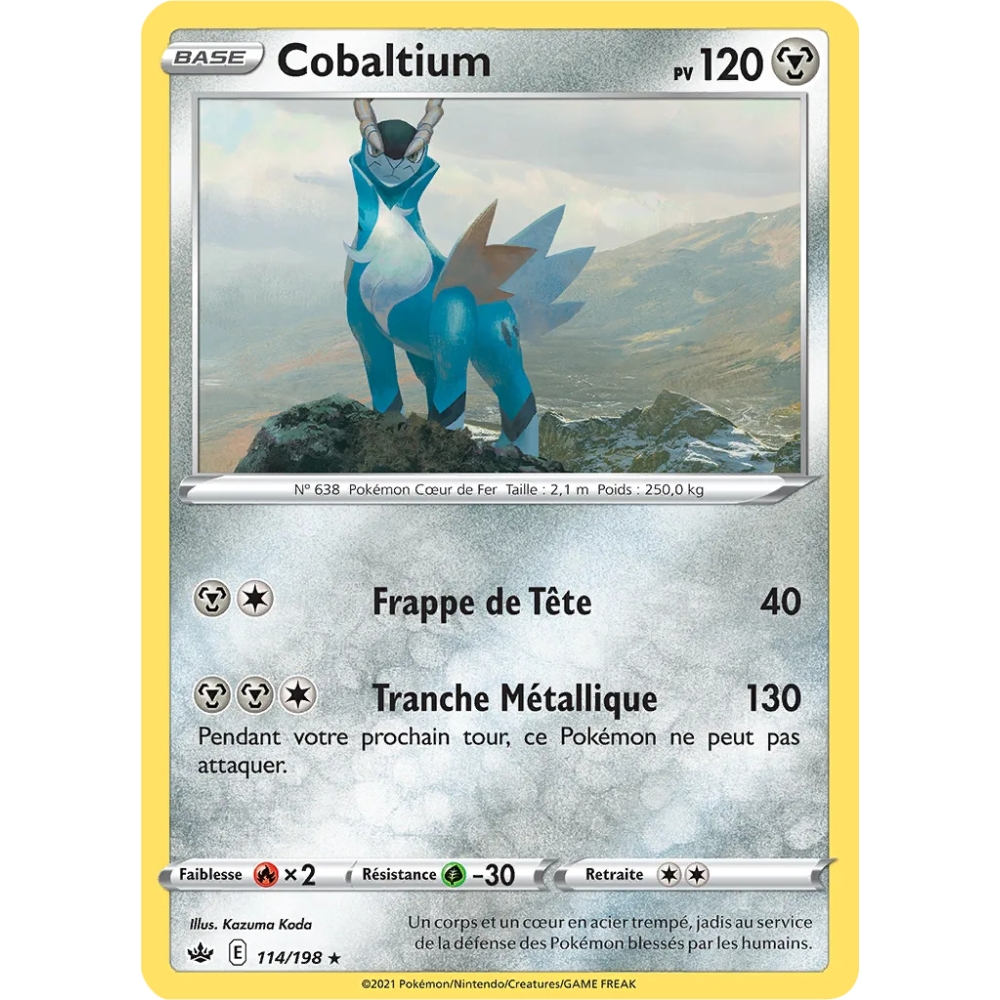 Carte Cobaltium de Pokémon Épée et Bouclier Règne de Glace 114/198