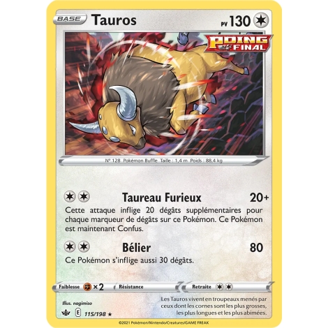 Carte Tauros de Pokémon Épée et Bouclier Règne de Glace 115/198