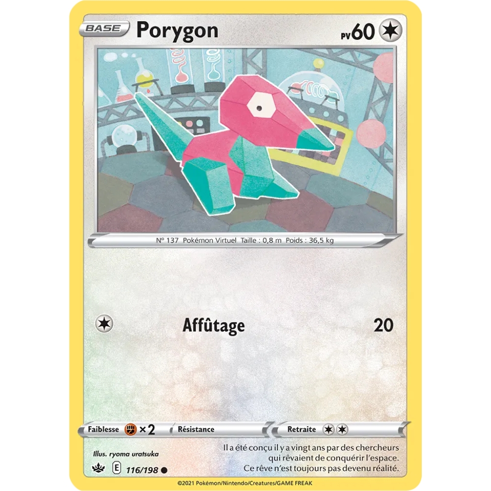 Porygon 116/198 : Joyau Commune (Brillante) de l'extension Pokémon Épée et Bouclier Règne de Glace