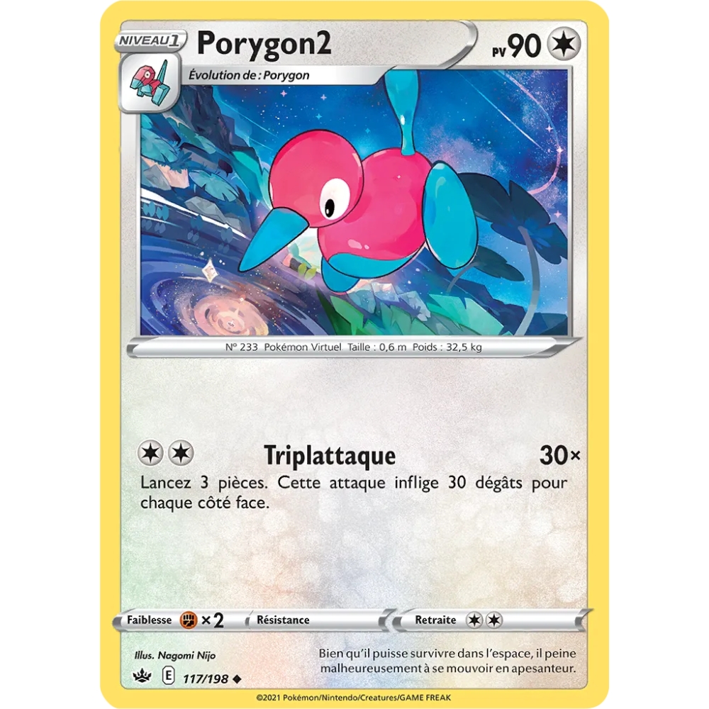 Carte Porygon2 - Peu commune (Brillante) de Pokémon Épée et Bouclier Règne de Glace 117/198