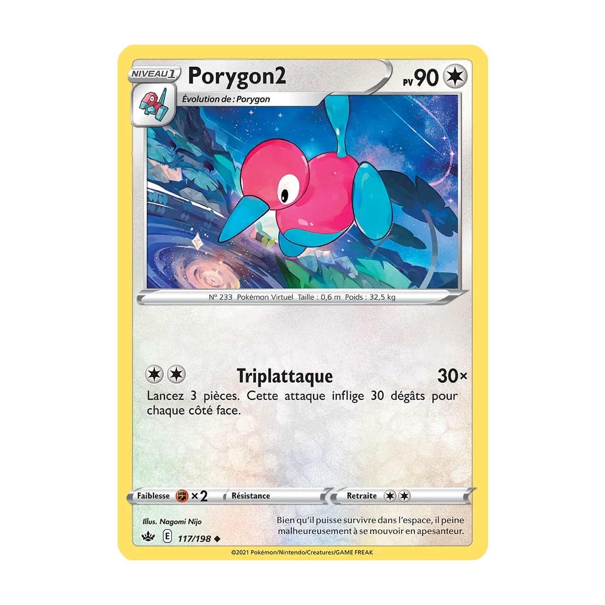 Carte Porygon2 - Peu commune (Brillante) de Pokémon Épée et Bouclier Règne de Glace 117/198