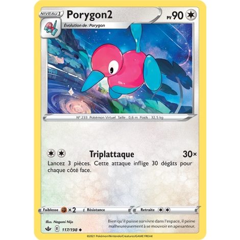 Carte Porygon2 - Peu commune (Brillante) de Pokémon Épée et Bouclier Règne de Glace 117/198