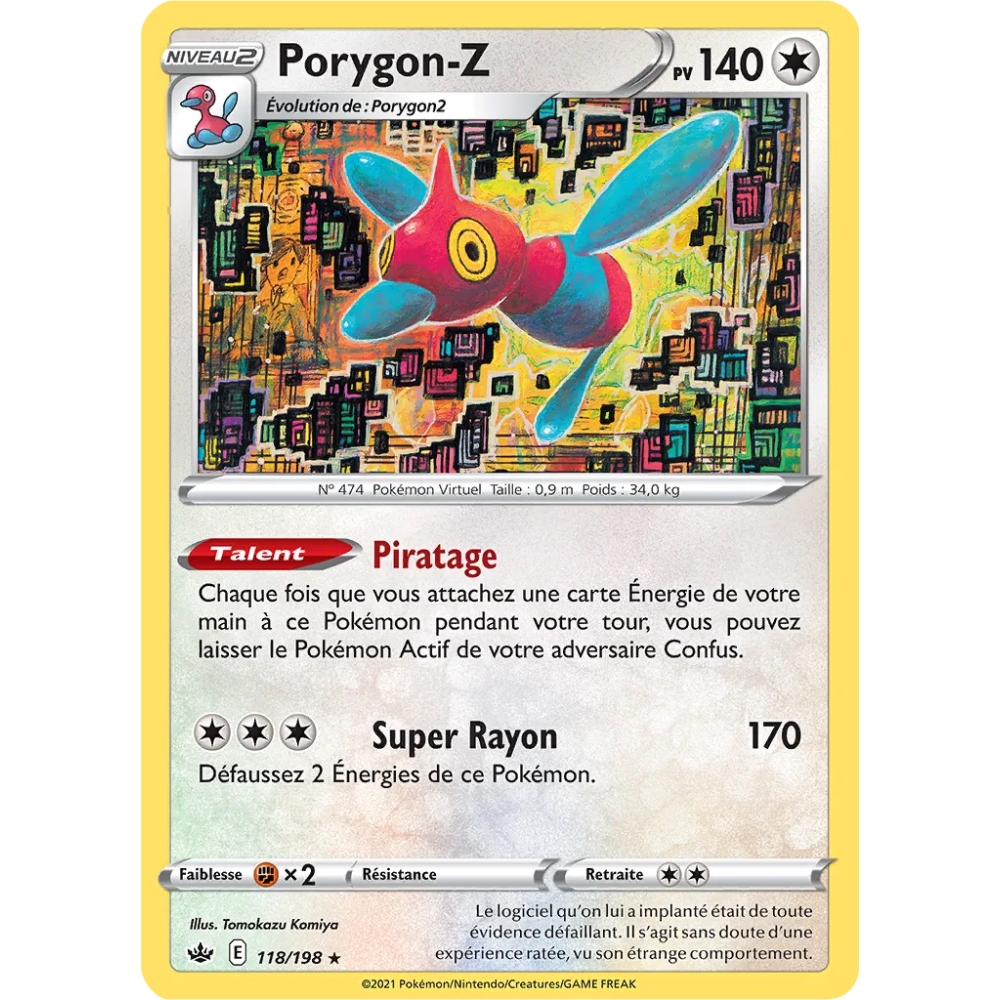 Carte Porygon-Z de Pokémon Épée et Bouclier Règne de Glace 118/198