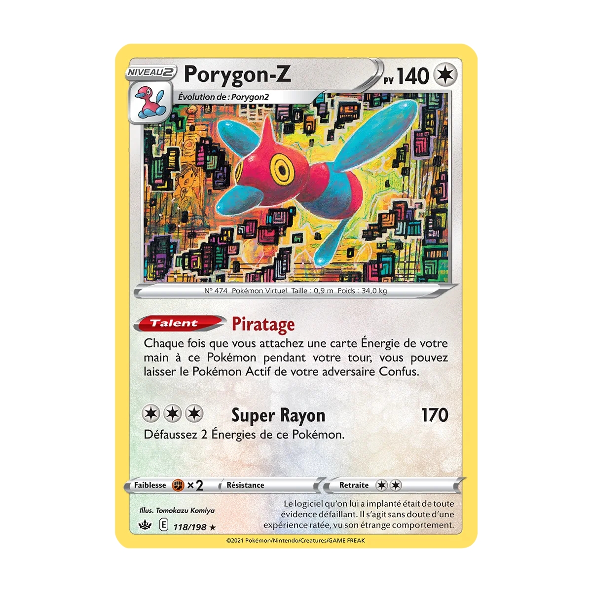 Carte Porygon-Z de Pokémon Épée et Bouclier Règne de Glace 118/198