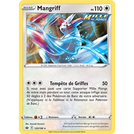 Carte Mangriff - Rare (Brillante) de Pokémon Épée et Bouclier Règne de Glace 120/198