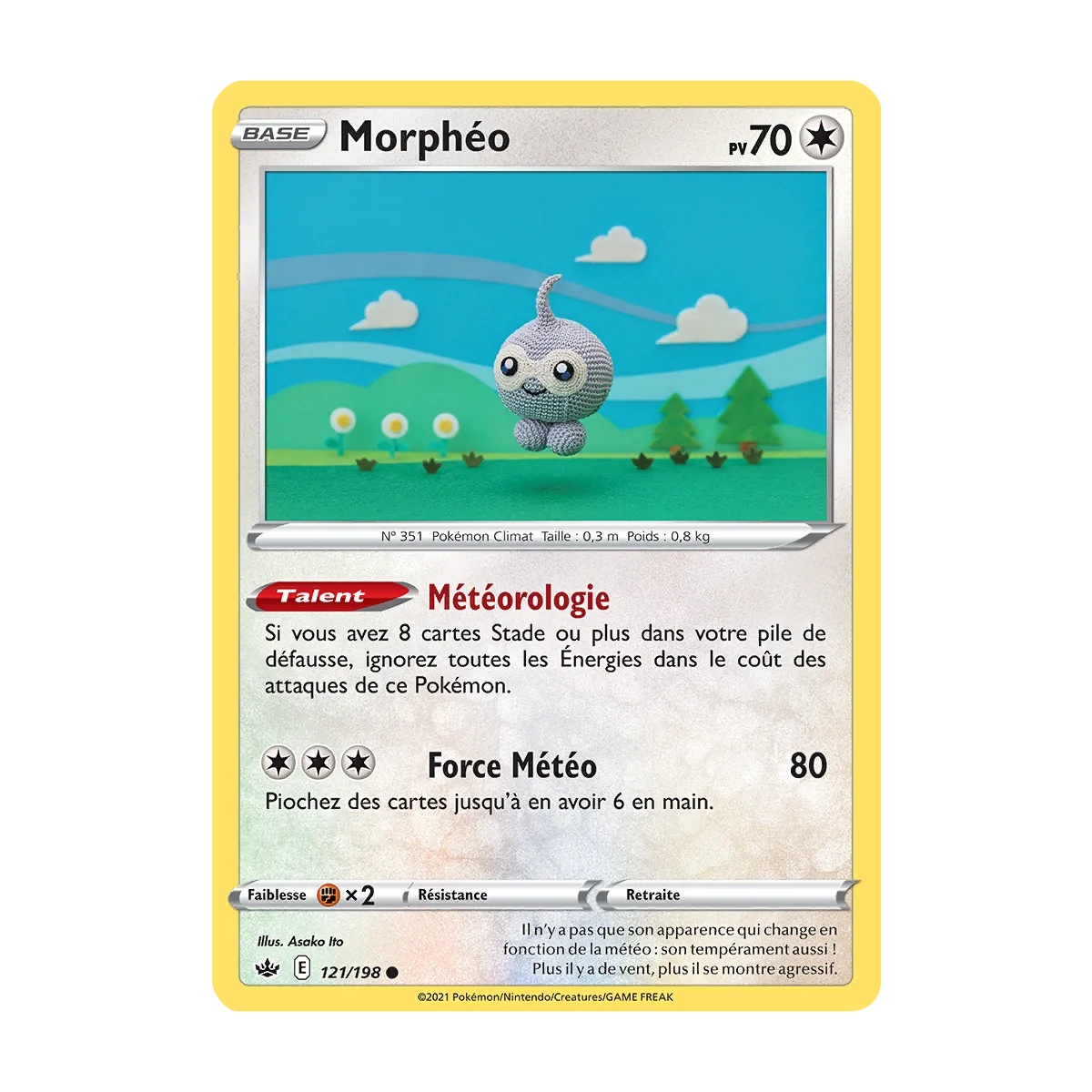 Morphéo 121/198 : Joyau Commune (Brillante) de l'extension Pokémon Épée et Bouclier Règne de Glace