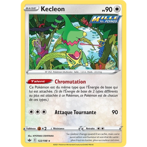 Kecleon 122/198 : Joyau Rare (Brillante) de l'extension Pokémon Épée et Bouclier Règne de Glace